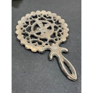 Cast Iron Dutch Boy Trivet Black 1952 J.Z.H Amish Farmer Vintage